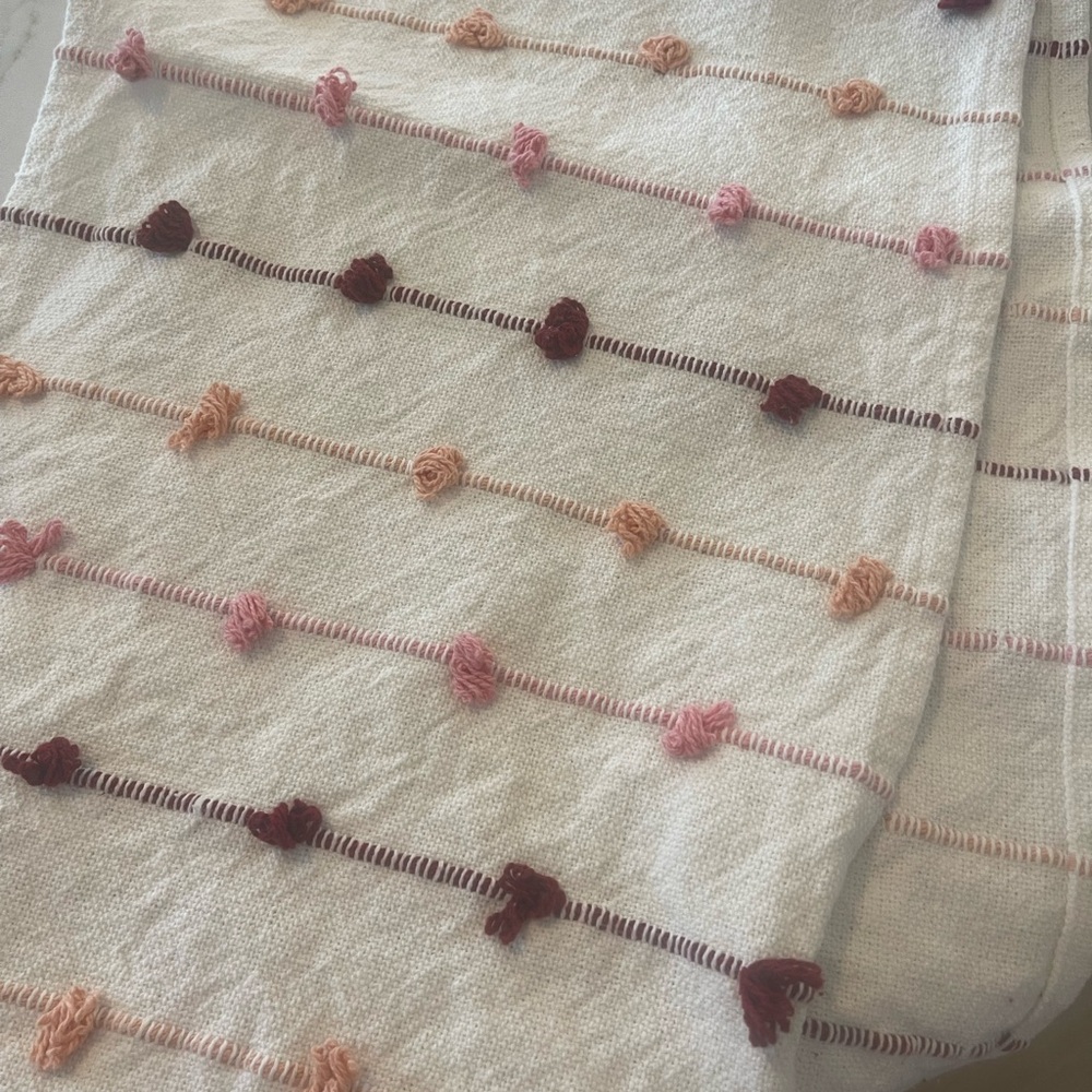 Cream Table Runner with Pink and Red Accents